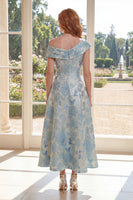Load image into Gallery viewer, Blue One Shoulder Floral A Line Maxi Mother of the Bride Dress