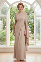 Load image into Gallery viewer, Champagne Sheath Ruched Long Mother of the Bride Dress with Ruffles