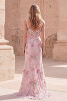 Load image into Gallery viewer, Sparkly Pink Long Mermaid Floral Beaded Formal Dress