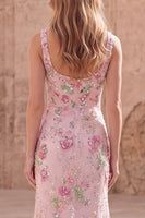 Load image into Gallery viewer, Sparkly Pink Long Mermaid Floral Beaded Formal Dress