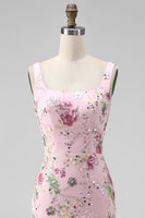 Load image into Gallery viewer, Sparkly Pink Long Mermaid Floral Beaded Formal Dress