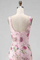 Load image into Gallery viewer, Sparkly Pink Long Mermaid Floral Beaded Formal Dress