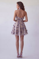 Load image into Gallery viewer, Sparkly Purple Halter Beaded Floral A Line Short Birthday Party Dress