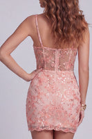 Load image into Gallery viewer, Sparkly Watermelon Tight Beaded Corset Short Cocktail Dress