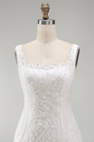 Load image into Gallery viewer, Sparkly White Beaded Tight Thick Straps Floral Short Birthday Party Dress