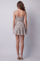 Load image into Gallery viewer, Sparkly Grey A Line Floral Square Neck Beaded Short Birthday Party Dress