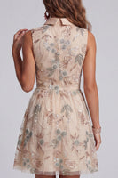 Load image into Gallery viewer, Sparkly Champagne A Line Beaded Keyhole Short Birthday Party Dress with Bow