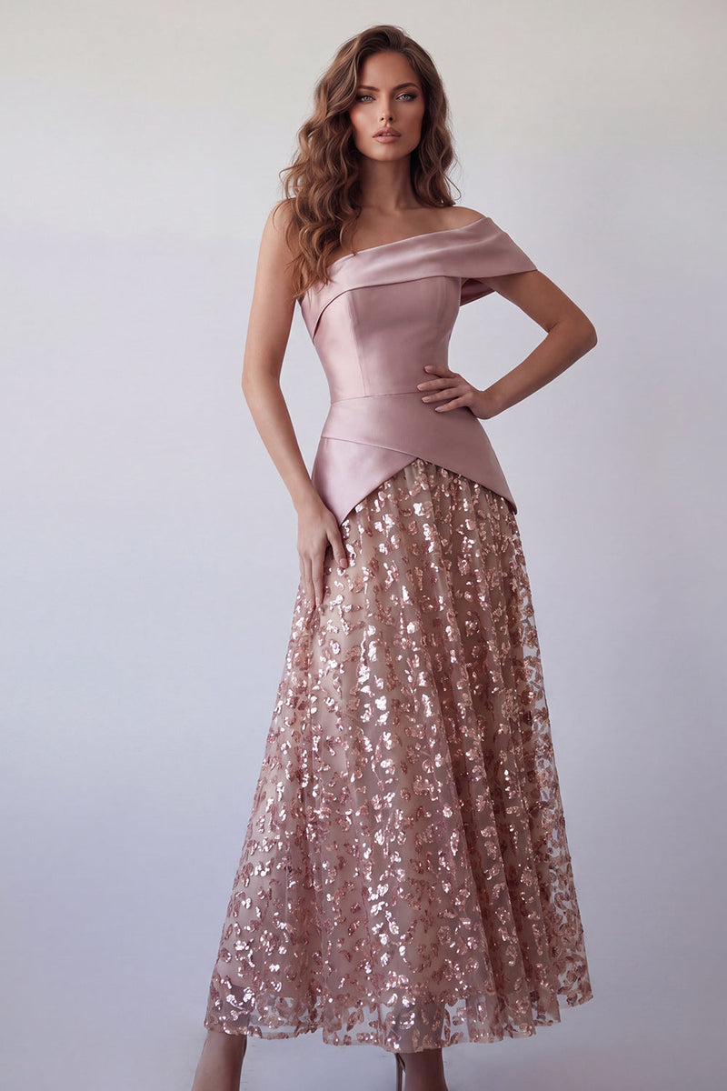 Load image into Gallery viewer, One Shoulder Light Purple Sparkly Long Sequin A Line Formal Dress