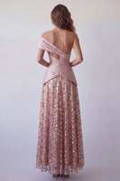 Load image into Gallery viewer, One Shoulder Light Purple Sparkly Long Sequin A Line Formal Dress