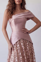 Load image into Gallery viewer, One Shoulder Light Purple Sparkly Long Sequin A Line Formal Dress