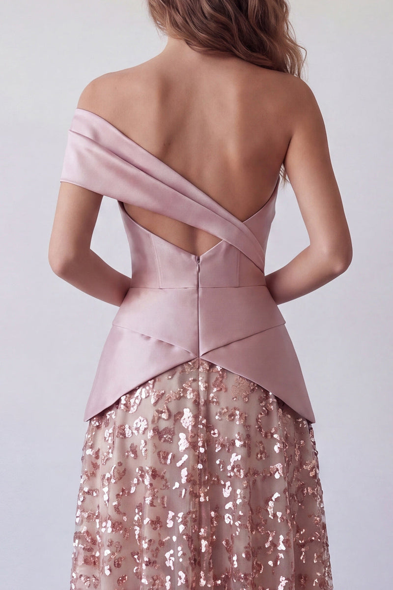 Load image into Gallery viewer, One Shoulder Light Purple Sparkly Long Sequin A Line Formal Dress