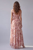 Load image into Gallery viewer, Pink A Line Ruched Floral One Shoulder High Low Formal Dress with Beading