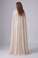 Load image into Gallery viewer, Keyhole Mermaid Champagne Long Formal Dress with Cape