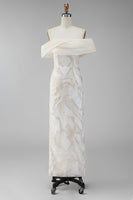 Load image into Gallery viewer, Champagne Sheath Long Off the Shoulder Formal Dress
