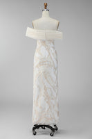 Load image into Gallery viewer, Champagne Sheath Long Off the Shoulder Formal Dress