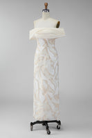 Load image into Gallery viewer, Champagne Sheath Long Off the Shoulder Formal Dress