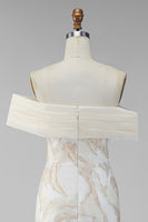 Load image into Gallery viewer, Champagne Sheath Long Off the Shoulder Formal Dress