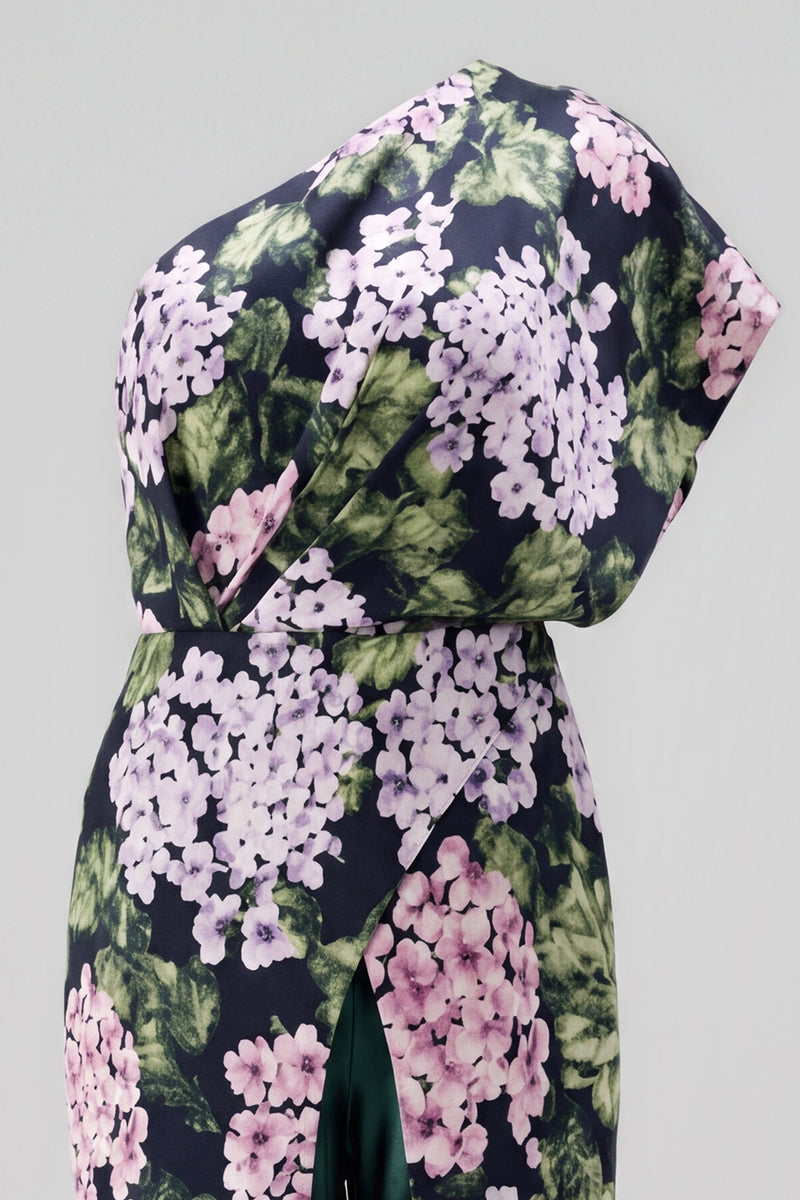 Load image into Gallery viewer, Dark Green One Shoulder Floral Long Mother of the Bride Pantsuits with Pockets