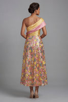 Load image into Gallery viewer, One Shoulder Sparkly Floral Yellow Long A Line Mother of the Bride Dress with Pockets