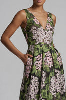 Load image into Gallery viewer, V-Neck Dark Green Long Floral A Line Mother of the Bride Dress with Pockets