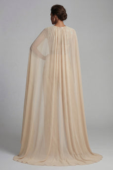 Floral Champagne Ruched Mother of the Bride Jumpsuits with Cape