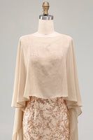 Load image into Gallery viewer, Sparkly Floral Long Mermaid Champagne Beaded Mother of the Bride Dress with Cape