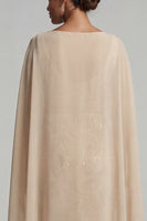 Load image into Gallery viewer, Sparkly Floral Long Mermaid Champagne Beaded Mother of the Bride Dress with Cape