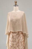 Load image into Gallery viewer, Sparkly Floral Long Mermaid Champagne Beaded Mother of the Bride Dress with Cape