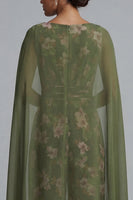 Load image into Gallery viewer, V-Neck Eucalyptus Ruched Floral Mother of the Bride Jumpsuits with Pockets