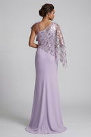 Load image into Gallery viewer, Sparkly Lilac Long Ruffled Mermaid Beaded Mother of the Bride Dress with Bow