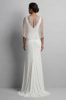 Load image into Gallery viewer, Mermaid Sparkly White Beaded V-Neck Long Mother of the Bride Dress with Pearls