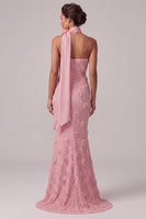 Load image into Gallery viewer, Strapless Pink Mermaid Floral Long Mother of the Bride Dress with 3D Flowers