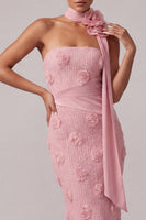 Load image into Gallery viewer, Strapless Pink Mermaid Floral Long Mother of the Bride Dress with 3D Flowers