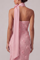 Load image into Gallery viewer, Strapless Pink Mermaid Floral Long Mother of the Bride Dress with 3D Flowers