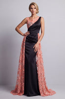 Load image into Gallery viewer, Sparkly Watermelon Floral Mermaid Long Mother of the Bride Dress with Cape