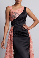 Load image into Gallery viewer, Sparkly Watermelon Floral Mermaid Long Mother of the Bride Dress with Cape