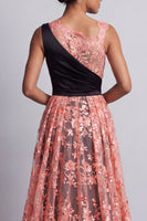 Load image into Gallery viewer, Sparkly Watermelon Floral Mermaid Long Mother of the Bride Dress with Cape