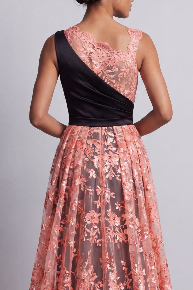 Load image into Gallery viewer, Sparkly Watermelon Floral Mermaid Long Mother of the Bride Dress with Cape