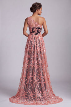 Sparkly Long Floral Watermelon Mermaid Mother of the Bride Dress with Cape