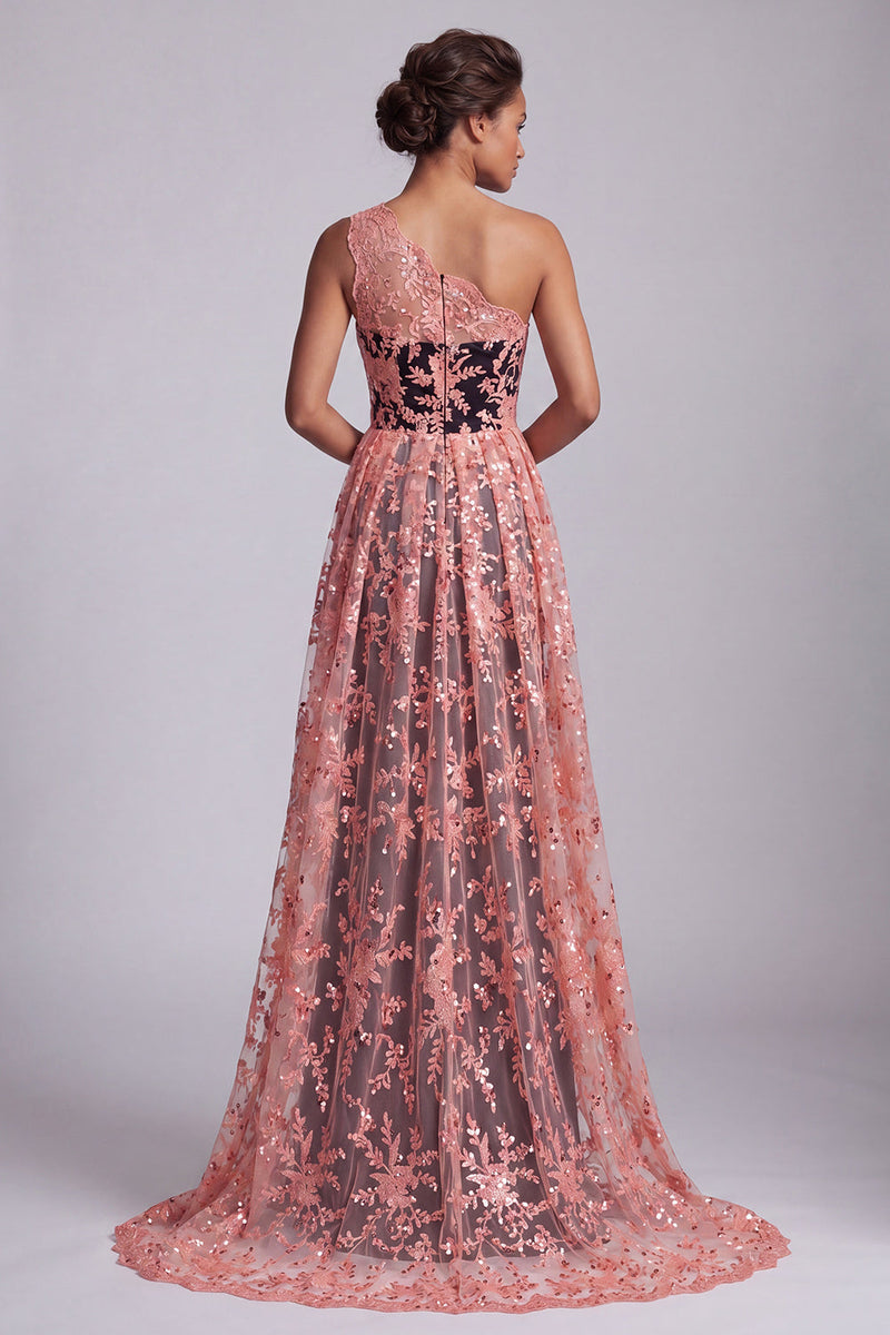 Load image into Gallery viewer, Sparkly Long Floral Watermelon Mermaid Mother of the Bride Dress with Cape