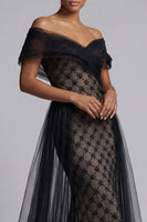 Load image into Gallery viewer, Sparkly Black Mermaid Beaded Long Mother of the Bride Dress with Cape