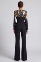 Load image into Gallery viewer, Round Neck Sparkly Black Beaded Sequin Mother of the Bride Jumpsuits