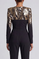 Load image into Gallery viewer, Round Neck Sparkly Black Beaded Sequin Mother of the Bride Jumpsuits