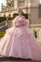 Load image into Gallery viewer, Princess Glitter Blush Halter Long Quinceanera Dress with Ruffles