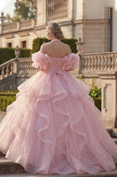 Load image into Gallery viewer, Princess Glitter Blush Halter Long Quinceanera Dress with Ruffles