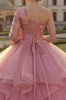 Load image into Gallery viewer, Princess Sequin Pink Sparkly Long Quinceanera Dress with Ruffles