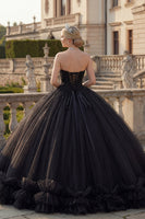 Load image into Gallery viewer, Halter Backless Princess Black Sparkly Long Quinceanera Dress with Beading