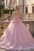 Load image into Gallery viewer, Ruched Pink Floral Princess One Shoulder Long Quinceanera Dress with Beading
