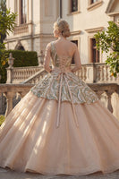 Load image into Gallery viewer, Sparkly Champagne Ruched Sequin One Shoulder Princess Long Quinceanera Dress