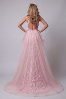 Load image into Gallery viewer, Floral Pink Mermaid Long Halter Keyhole Ruffled Evening Dress with Cape